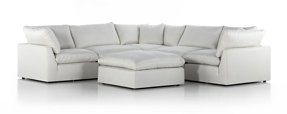 stevie 5-piece sectional sofa with ottoman in anders ivory