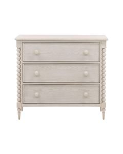 Carved Detail 3-Drawer Wood Dresser in Whitewash  Finish
