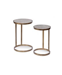 Nilo Round Marble & Iron Nesting End Tables by Bassett Mirror Company