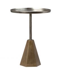 Antique Brass Round Pedestal Side Table
