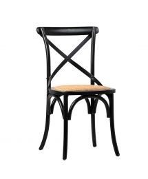 Gaston Wood Dining Chair with Rattan Seat in Antique Black by Dovetail