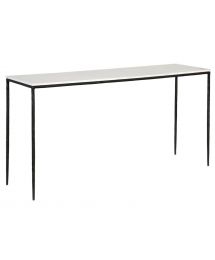 Palmer White Marble Top Console Table with Black Iron Base