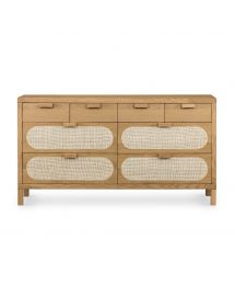 Allegra Natural Cane 8-Drawer Wood Dresser by Four Hands