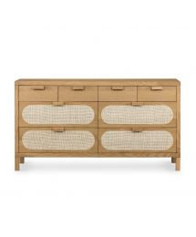 Allegra Natural Cane 8-Drawer Wood Dresser by Four Hands
