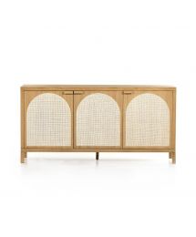 Allegra Natural Cane 3-Door Wood Sideboard by Four Hands