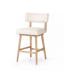 Cardell Wood Swivel Counter Stool with Upholstered Seat & Back by Four Hands