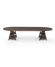 Hardy Oval Wood Coffee Table with Storage Shelves by Four Hands