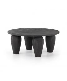 Maricopa Round Black Wood Coffee Table by Four Hands