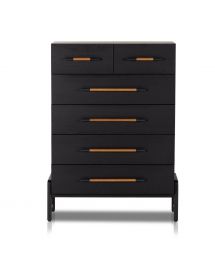 Rosedale 6-Drawer Tall Wood Dresser Chest in Ebony by Four Hands