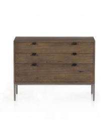 Trey Large 3-Drawer Wood Nightstand in Auburn Poplar by Four Hands