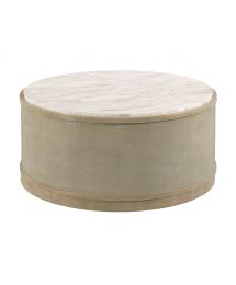 Round Linen Coffee Table with Quartz Top by Hammary