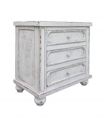 Aruba White 3-Drawer Wood Nightstand by International Furniture Direct