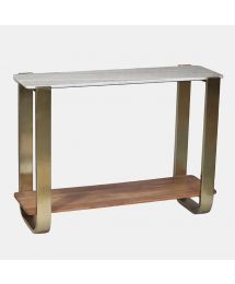 White Marble Top Console Table with Wood Shelf by Sagebrook Home