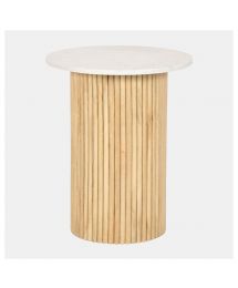 Reeded Wood & Marble Top Side Table by Sagebrook Home