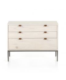 Trey Large 3-Drawer Wood Nightstand in Dove Poplar by Four Hands