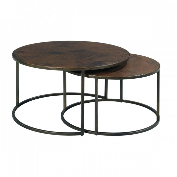 Sanford Round Nesting Tail Table, Round Copper Table Set