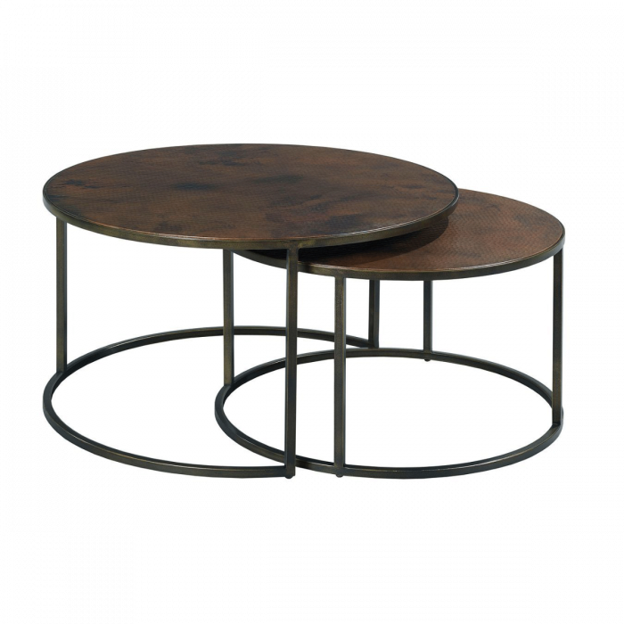 Sanford Round Nesting Tail Table Bliss Home Furniture Sanford Round Nesting Tail Table, Round Copper Table Set